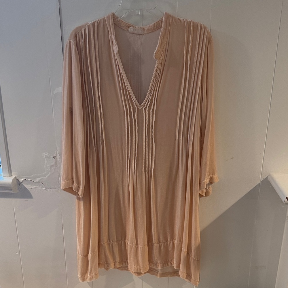 CP Shades Blush Pintuck V-Neck Mini Dress